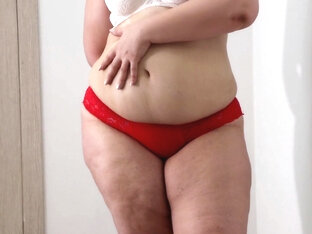 Bbw Shakes Stuffed Belly And Fat Ass In Panties. Fetish
