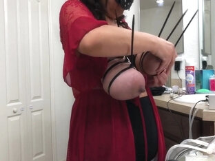 Hucow Tied Tits Machine Milked In Red Cam C