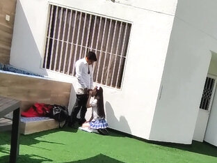 Young Schoolboys Have Sex On The School Terrace And Are Caught On A Security Camera. 10 Min