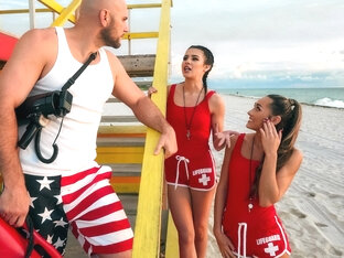 Horny Lifeguards Share A Cock Video With JMac, MacKenzie Mace, Kylie Rocket - Brazzers