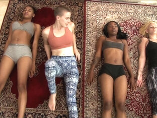 Teens working out turns into lesbian massage and orgy - LesWorship
