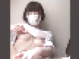 Smartphone personal shooting Cute baby-faced girl Neko-chan's masturbation selfie with black hair and fair ski.57