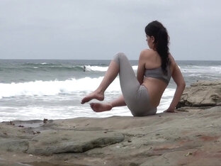 Yoga Babe On The Beach 7 Min