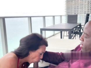 Beautiful Milf Fucks Her Lover On A Resort Balcony